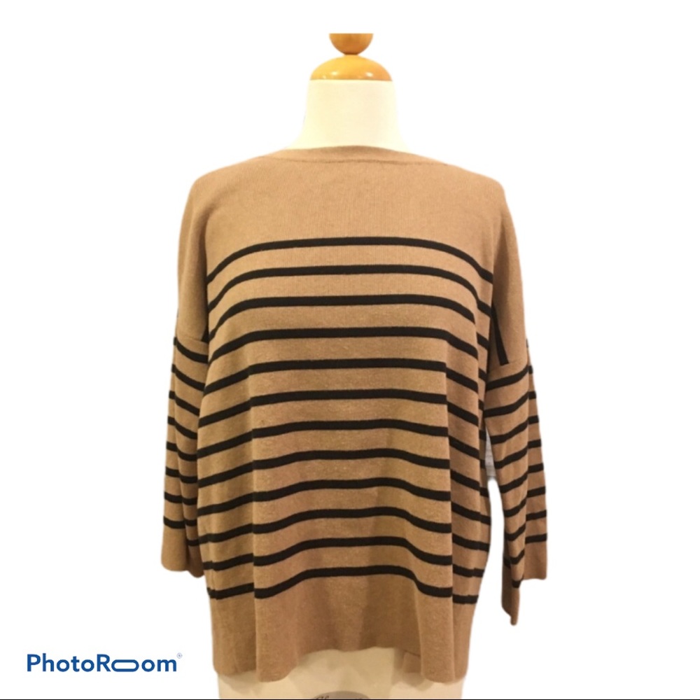 LOFT Tulip Back Striped Sweater